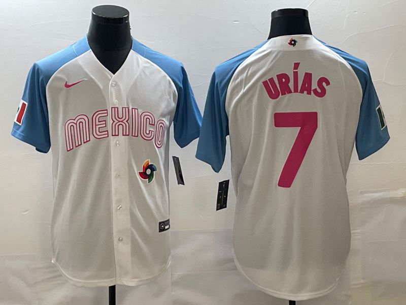Men 2023 World Cub Mexico #7 Urias White blue Nike MLB Jersey14->more jerseys->MLB Jersey